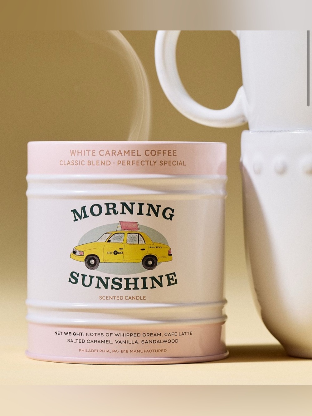 Anthropologie Morning Sunshine White Caramel Coffee Candle Tin NEW